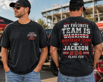 T-shirt de football personnalisé, avec nom et numéro du joueur, cadeau idéal pour les fans de football, t-shirt vintage esprit d'équipe, cadeau parfait pour les parents de supporters.