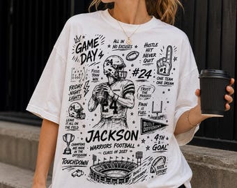 T-shirt de football personnalisé pour joueur, nom et numéro personnalisés, cadeau pour la soirée des seniors, t-shirt pour le jour du match de la promotion 2027, cadeau pour une maman de joueur de football