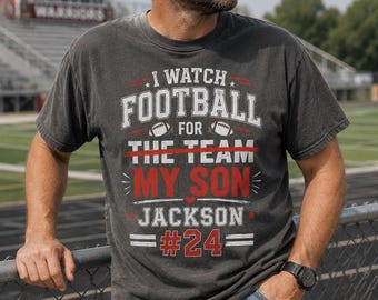 T-shirt personnalisé pour papa footballeur, avec le nom et le numéro de mon fils, cadeau pour les jours de match