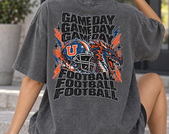 T-shirt de football personnalisé pour les jours de match, T-shirt personnalisé avec la mascotte de votre équipe, imprimé vintage au dos, cadeau rétro pour les fans de sport, T-shirt Comfort Colors