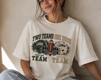 Sweat-shirt personnalisé « House Divided Two Team », T-shirt personnalisé pour les fans de football américain, Cadeau pour les familles de supporters de football universitaire, Deux équipes, une maison