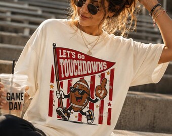 T-shirt de football Comfort Colors®, T-shirt de football rétro, T-shirt « Allez les touchdowns ! », T-shirt pour les jours de match de football, T-shirt de football vintage