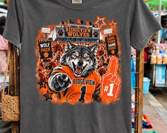 T-shirt personnalisé pour supporters de football, T-shirt Comfort Colors personnalisé avec mascotte scolaire, T-shirt personnalisé pour les jours de match de l'équipe