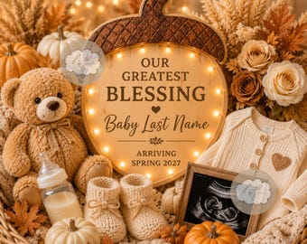 Schwangerschaftsankündigungsvorlagen-Bundle, Herbst-Baby-Enthüllungsvorlagen, Instagram-Geschichte, Facebook-Beitrag, bearbeitbarer digitaler Download, PLR MRR