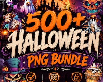 Über 500 Halloween-Mega-Bundle-PNGs, Grusel-PNGs, Süßes oder Saures, Herbst-PNG-Bundle, Halloween-Horror-PNGs (Sofortiger digitaler Download)
