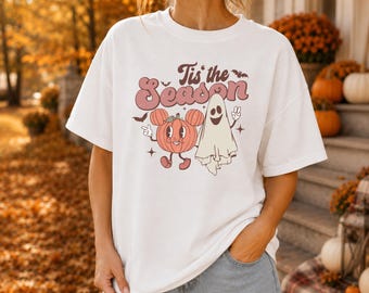 Retro-Halloween-Geister-Kürbis-Shirt, T-Shirt in gruseligen Farben