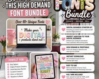 40+ Premium-Schriftarten im Paket | Canva-Schriftartenpaket | Starter-Kit für digitales Business | PLR-MRR-Digitalprodukt | Kommerzielle Nutzung | Sofort-Download