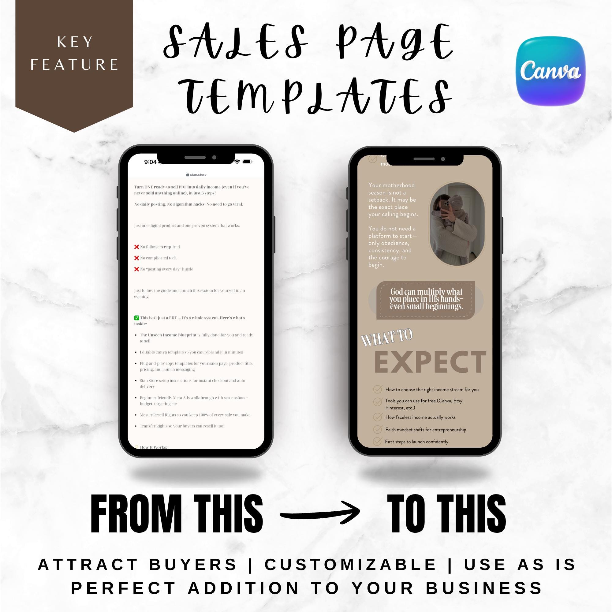 Beacons & Stan Store Sales Page Template | 20+ Sales Page Canva ...