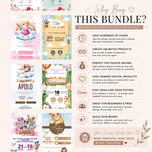 500+ Digital Invitation Templates Bundle | 100+ Animated Invites | PLR MRR Canva Templates for Passive Income | Digital Income Starter Pack
