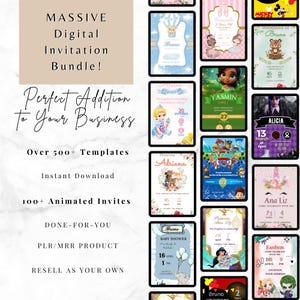 500+ Digital Invitation Templates Bundle | 100+ Animated Invites | PLR MRR Canva Templates for Passive Income | Digital Income Starter Pack
