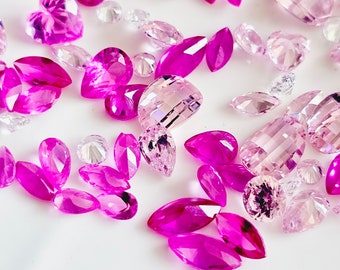 Rosa Fuchsia Cubic Zirkonia Edelsteine, gemischte Formen, 3-7,6 mm