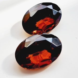 Vintage glass foiled cabochon, Dark brown color, Oval shape, Glass jewel, Faceted stone, Size 25x18 mm, Lot of 1 pcs, for jewelry making