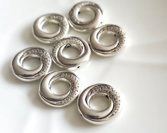 Antique Silver Donut Spacer Beads, 15 mm Rondelle Beads