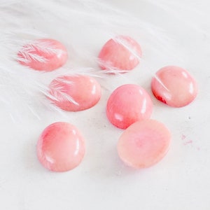 Pink Coral Cabochon: Oval Flatback Stone for Jewelry Making (10x12 mm), 1 pcs