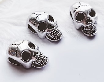 Antik Silber Metall Schädel Perle: Gothic Schmuckherstellung (21x12x9,5 mm), 1 Stk