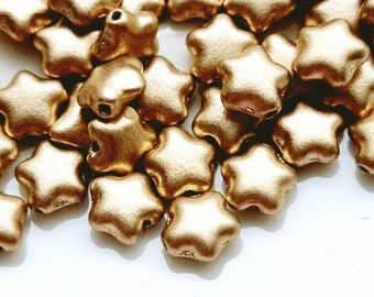 Gold matte original Czech beads stars | 6 mm beads stars | gold stars | Czech beads | Beading supplies | Small bead star | Lot of 20 pcs