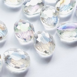 Kristalkralen, ovale gefacetteerde kralen, geboorde kristalkralen, AB-effect, kralen voor sieraden maken, transparante heldere kralen, echte kristallen