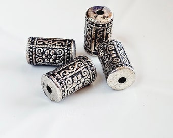 Lot De 5 Perles Tubes En Argent Tibétain 20x8 Mm - Neuf Pour Création De Bijoux