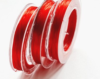 Red Elastic Jewelry Cord, Stretchy Bracelet String 0.5mm, Lot of 12m