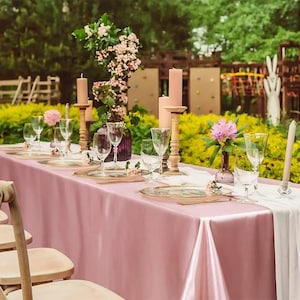 Tovaglia rettangolare 145 x 260 cm - Tovaglia dall'aspetto personalizzato - Tovaglia rettangolare in raso lucido - Copritavolo in seta per tavolo da pranzo e banchetti