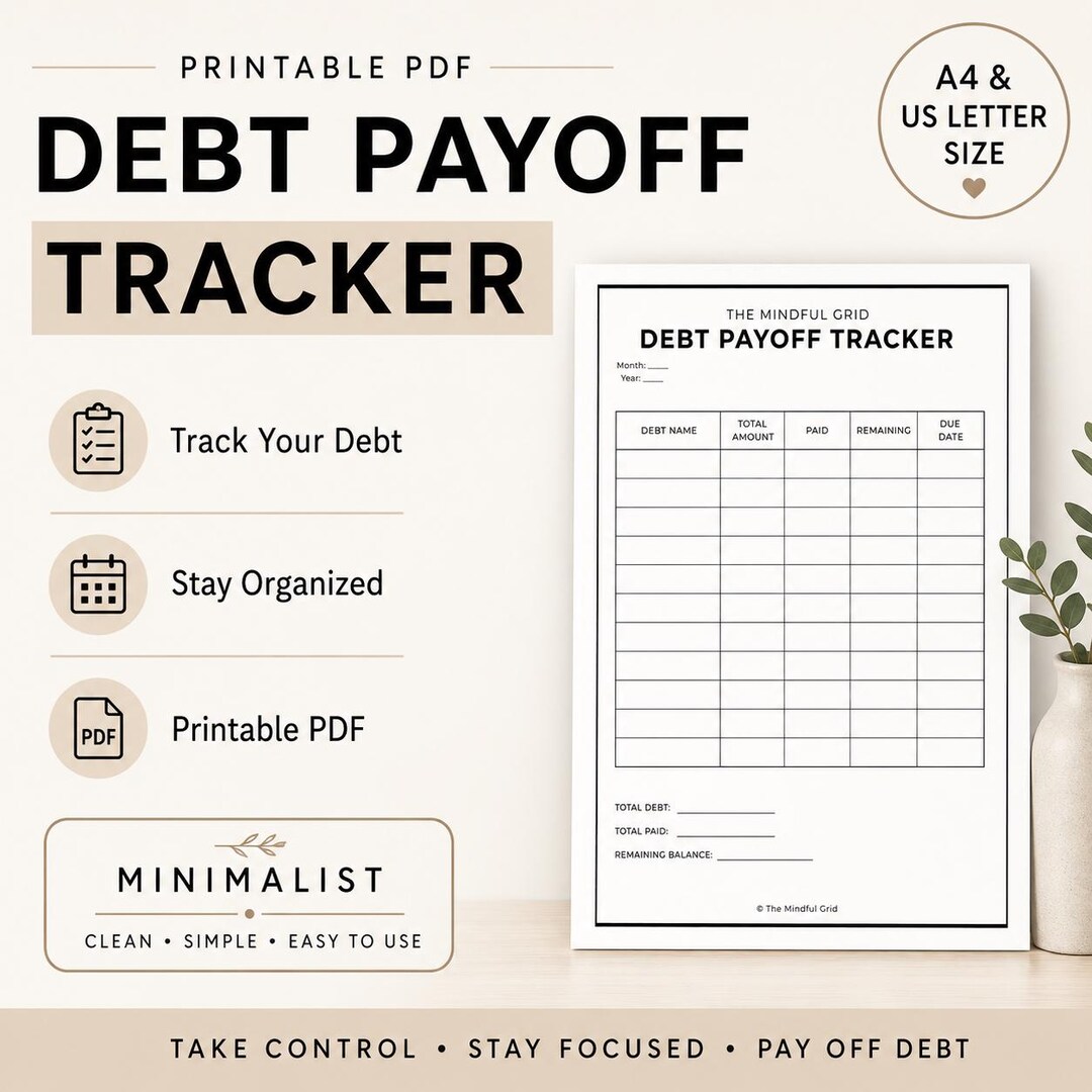 Debt Checklist.pdf Debt Payoff Tracker Printable PDF | Simple Debt List Planner - Etsy ...