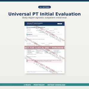 Mall för initial utvärdering av universell fysioterapeut | Dokumentationsformulär för öppenvårdspatienter (utskrivbar PDF)