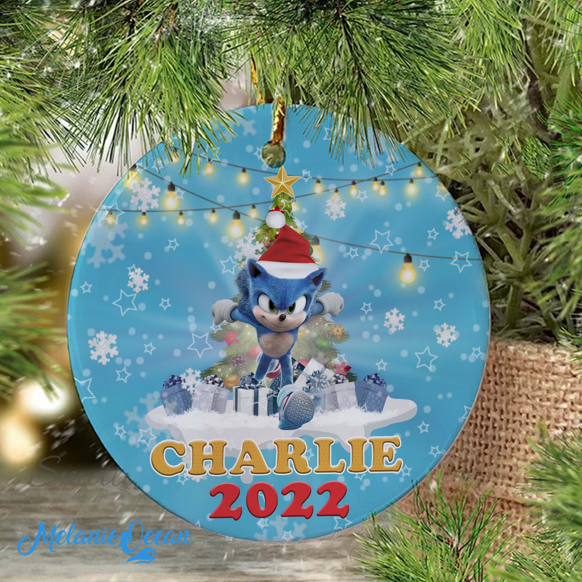 Discover Personalized Sonic the Hedgehog Christmas Ornament