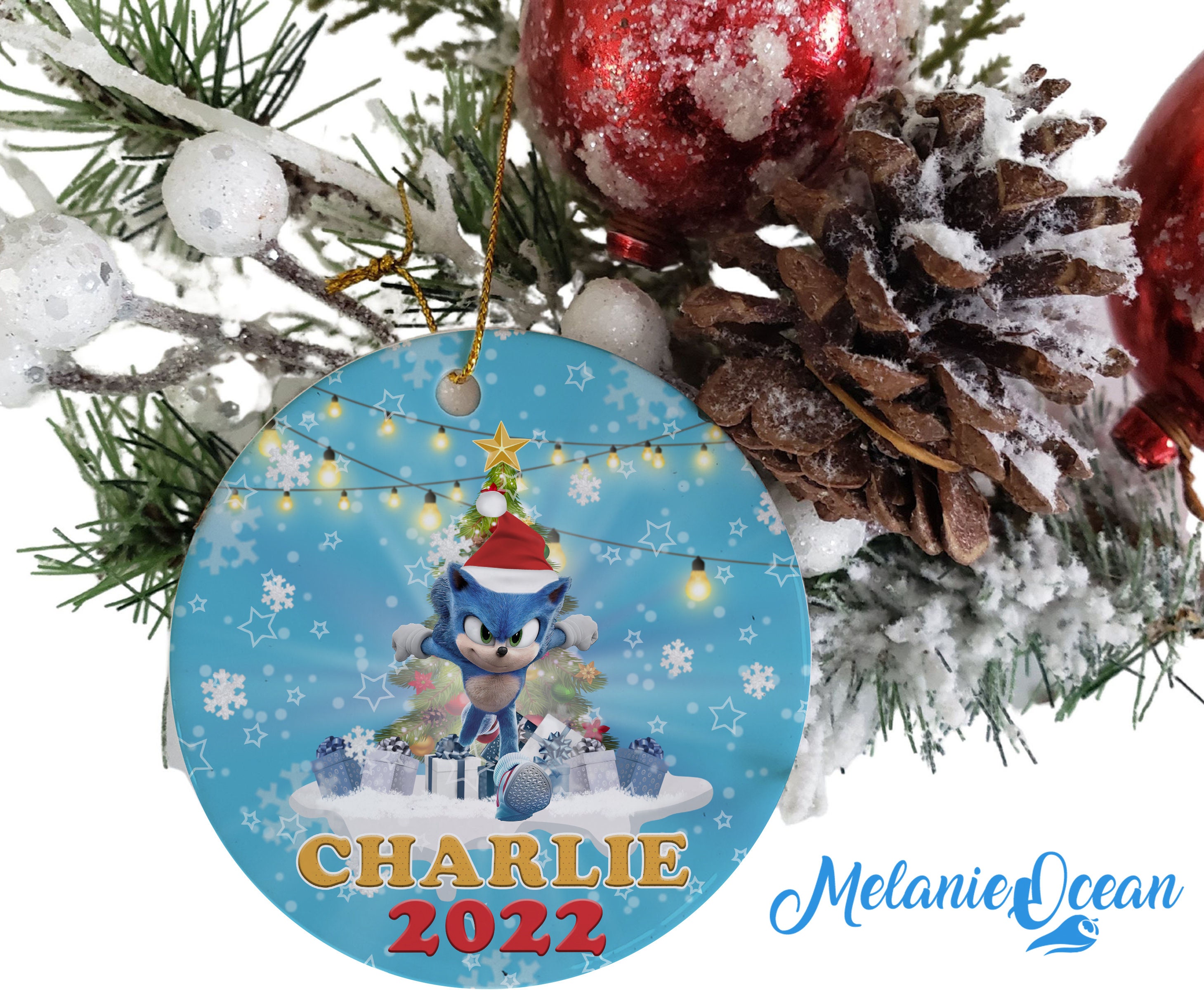 Discover Personalized Sonic the Hedgehog Christmas Ornament