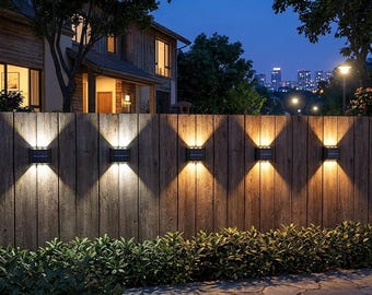Solar LED Wall Light | Up/Down Beam Fence Lamp, Waterproof, Auto On/Off