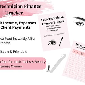 Strumento di monitoraggio finanziario per lash artist / Entrate, uscite, pagamenti dei clienti (download digitale)
