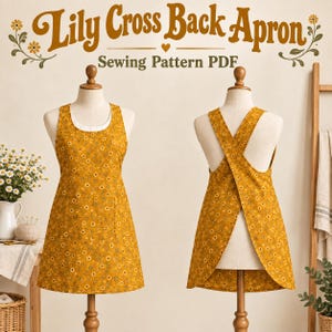 Cross Back Apron Sewing Pattern, Reversible Japanese Style Pinafore PDF, Women & Girls [XS-XL]