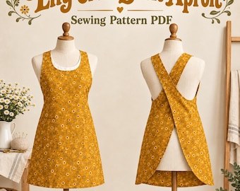 Cross Back Apron Sewing Pattern, Reversible Japanese Style Pinafore PDF, Women & Girls [XS-XL]