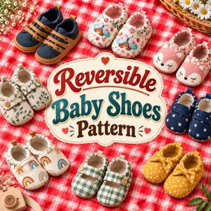 Patrón de costura reversible para zapatos de bebé, patrón para zapatillas de recién nacido/botines infantiles, guía de instrucciones fácil y detallada, de 0 a 5 años.