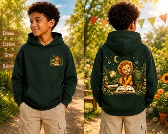 Felpa con cappuccio "Lion Dreamer" / Illustrazione motivazionale per bambini