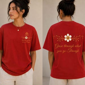 困難を乗り越えて成長しよう Tシャツ | 花柄スクリプトフラワー