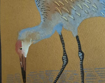 Sandhill Crane Original Ink Painting