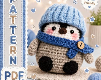 Haakpatroon gezellige pinguïn, pdf-tutorial amigurumi, winterpluche DIY (digitale download)