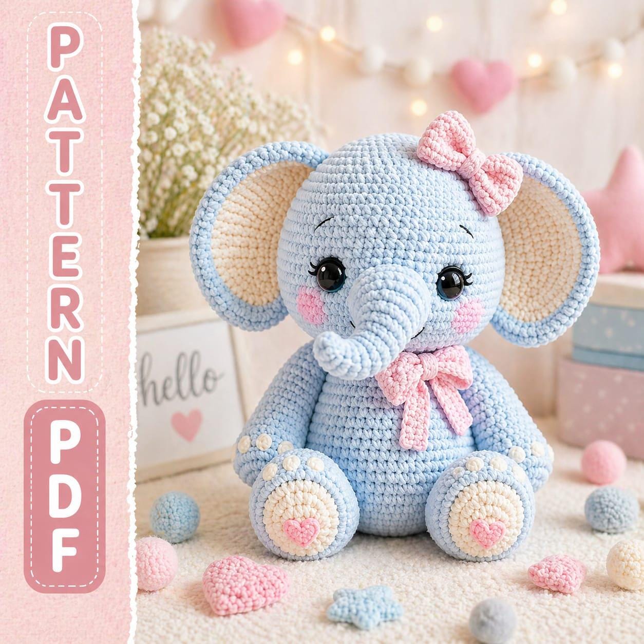 Little Ellie Elephant Crochet Pattern – Amigurumi Animal PDF Tutorial ...
