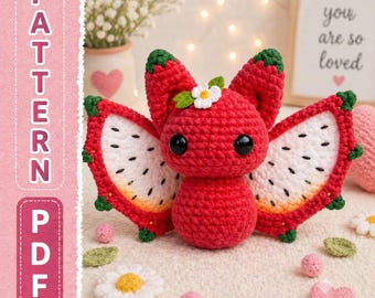 Dragonfruit Mothling Amigurumi Crochet Pattern (PDF Download) – Fantasy Fruit Bat Plush Toy