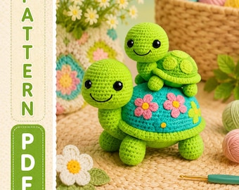 Crochet Turtle Pattern PDF, Amigurumi Sea Turtle Plush Tutorial, Beginner DIY Toy (6 inches)