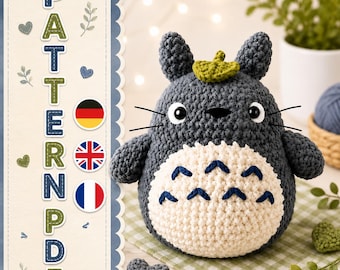 Totoro Crochet Pattern, Amigurumi Plush PDF Tutorial, Forest Spirit Doll (Digital Download)