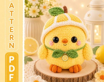 Lemon Chick Crochet Pattern PDF, Amigurumi Bird Tutorial, Kawaii Plush Toy DIY (Instant Download)