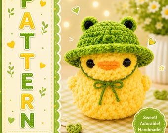 Crochet Duck Pattern – Removable Frog Hat Amigurumi Tutorial (PDF Download)