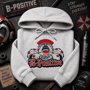 B-Positive Spaceking Embroidered Crewneck Sweatshirt Hoodie, Sci-Fi Gamer Gift