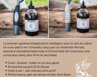 Kit Soin Sabots Cheval Naturel – Cure-pied + Huile Immortelle Corse – Routine Simple & Efficace
