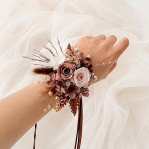 Wrist Corsage for Brown Dress