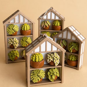 Mini estufa personalizada com mecanismo de clique, presente para amantes de plantas, decoração de mesa estilo cottagecore, fidget para teclado mecânico, feito à mão na Austrália.