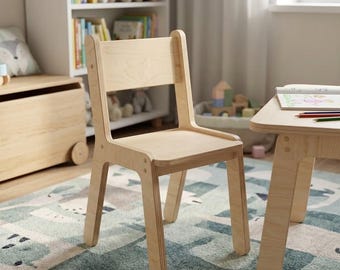 Kids Birch Plywood Chair | Montessori Toddler Furniture, Playroom Learning Tower Setup