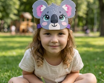 Koala Animal Headband for Kids, Cute Felt Headgear for Storytelling, School Drama Performance Props, Jungle Theme Birthday Party Favor
