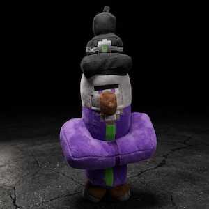 Minecraft Witch Plush Toy, Purple Mob Stuffed Animal for Gamers, Pixel Art Plushie Gift for Kids, Handmade Video Game Decor, Soft Witch Doll